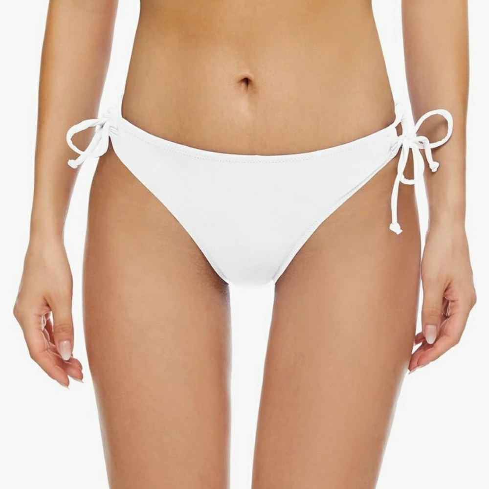 Bellecarrie White Midrise Tie at Hips Bikini Bottoms Bathing Suit Sz Medium NWT